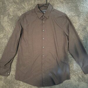 Mizzen+Main Leeward Dress Shirt Black w/ Brown Design